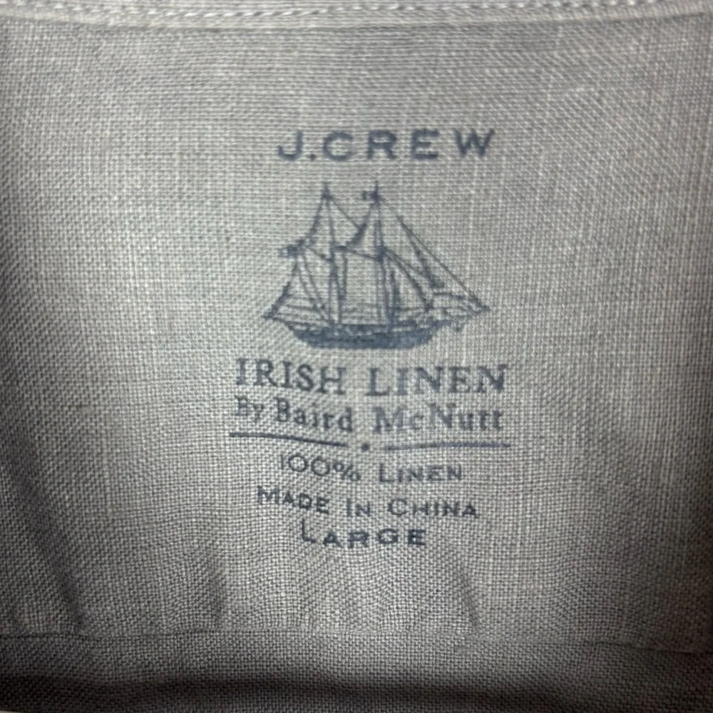 J Crew Baird McNutt Shirt Irish Linen Long Sleeve Button Up Gray Mens Large - Picture 3 of 4
